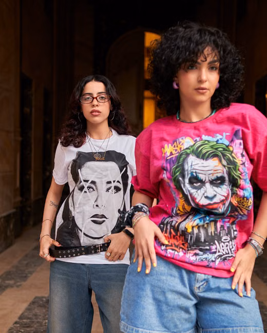 Camiseta Oversized Preta Estampada